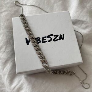 Vibeszn Silver Pavé Cuban Link Necklace - Silver